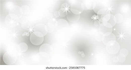 Bright bokeh lights. Abstract blur light effect. Blurred overlay template. white gradient background. Vector illustration.