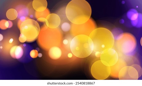 Luces bokeh brillantes. Abstractas fondo desdibujado festivo. Efecto de luces brillantes desenfocadas brillantes. Plantilla gráfica para Anuncios de celebración e invitaciones. Ilustración vectorial.