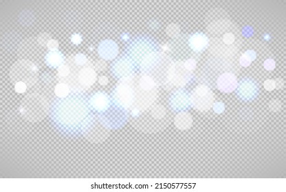 Bright bokeh lights effect isolated on transparent background. Vector 3d illustration