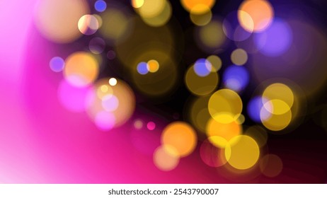 Luces bokeh brillantes. Fondo borroso abstracto festivo. Efecto de luces brillantes desenfocadas vibrantes. Plantilla gráfica para Anuncios de celebración e invitaciones. Ilustración vectorial.