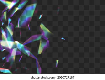 Bright Bokeh Vector Transparent Background. Shiny Refraction Abstract Backdrop. Holographic Reflection Flying Banner. Holo Dreamy Glitch Template.