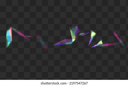 Bright Bokeh Vector Transparent Background. Hologram Tinsel Dreamy Wallpaper. Holographic Kaleidoscope Flying Texture. Gradient Laser Cristal Brochure.
