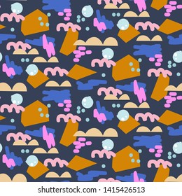 Bright bold abstract shapes seamless vector pattern.