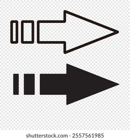  A bright and bold colored vector arrow design, with a subtle shadow effect over a transparent background, suitable for dynamic graphic elements.
