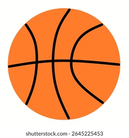 Bright and bold flat design of a basketball ball. Suitable for sports infographics, children’s books, websites, or digital learning platforms with athletic themes.