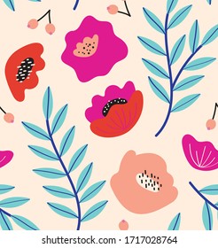 Bright bold floral seamless pattern