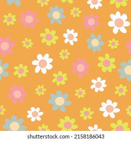 bright bold funky ditsy flower Seamless Vector Pattern