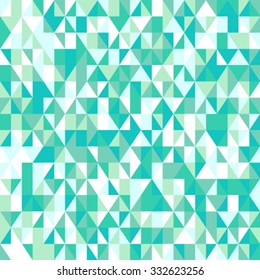 Bright And Bold Geometric Background. Vector Small Ditsy Textile Print With Random Colorful Triangles In Multiple Aqua Green Bright Colors. Modern Seamless Vector Pattern For Winter Fall Fashion