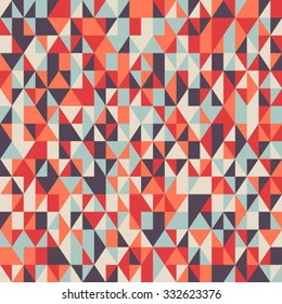 Bright and bold geometric background. Vector small ditsy textile print with random colorful triangles in multiple organic bright colors. Modern seamless vector pattern for winter fall fashion
