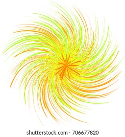 Bright and bold graphic element, showing swirls of yellow, green and orange.  Perfect for design element or background image.  Abstract flower style vector art.