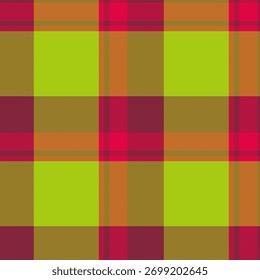 Bright, bold plaid pattern with a modern, geometric design. Perfect for backgrounds, textiles, or digital art, conveying warmth, vibrancy, and style.