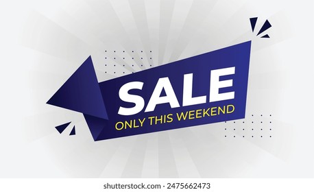 Bright and bold 'Sale Only This Weekend' vector art banner on a crisp white background, perfect for grabbing attention and driving sales.