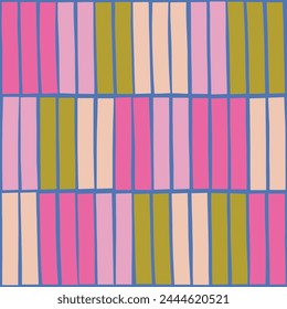 Bright and bold vector seamless pattern with colourful vertical lines. Simple creative texture with hand drawn bold lines. Abstract background