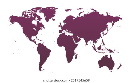 Bright and bold world map vector in a colorful design, featuring blank continents with no borders or details.international,sign,art,region,city,contour,nation,infographic,political,concept,outline.