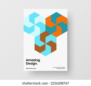 Bright book cover A4 vector design concept. Multicolored mosaic shapes annual report illustration.