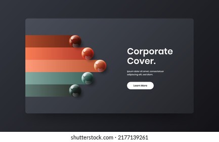 Bright book cover vector design layout. Amazing 3D spheres brochure concept.