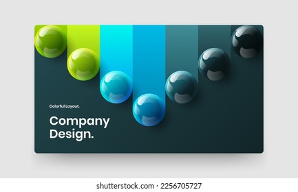 Bright book cover vector design illustration. Simple realistic spheres site layout.