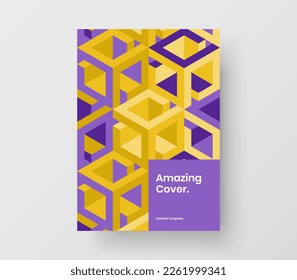 Bright booklet A4 design vector layout. Minimalistic geometric pattern catalog cover illustration.