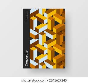 Bright booklet vector design illustration. Simple mosaic tiles catalog cover concept.