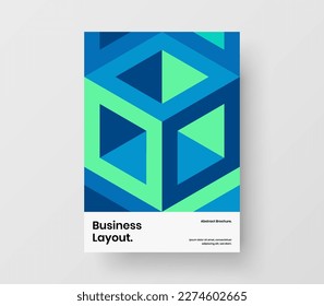 Bright booklet vector design template. Premium geometric tiles banner illustration.