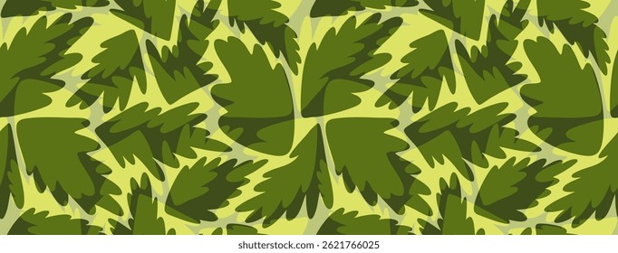 Helles botanisches dunkles und helles grasgrünes tropisches nahtloses Muster mit überlagerten großen Blättern. Exotische Pflanzen lebendige Farben Druck für Textilien, Umhüllungspapier, Oberfläche, Tapete, Hintergrund