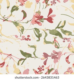 Bright botanical illustration with blooming marigold flowers isolated on beige background 