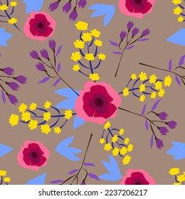 Bright bouquet seamless vector pattern