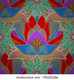 Bright bouquets on a fashion grunge background. Vector illustration. Blossoming background for printing on fabric, wallpaper and paper. Cute seamless pattern with a small flower in a vintage style.