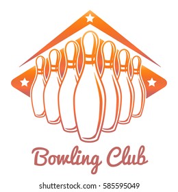 Bright bowling club banner design isolated on white background. Vector illustration