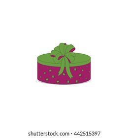 Bright Box with a lush bow for gift, made in a vector.
