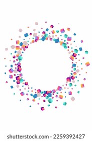 Bright Box Vector White Background. Multicolored Graphic Element Cover. Style Rhombus Paper. Gradient Brick 3d Pattern.