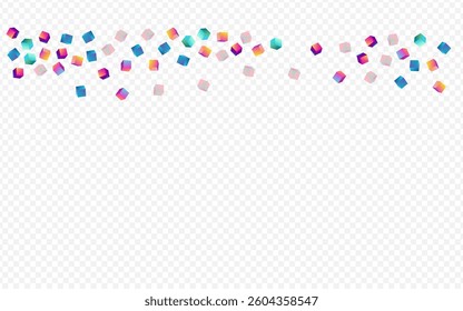 Bright Brick Vector Transparent Background. Holographic Metal Polygon Presentation. Structure Block Cover. Multicolored Cube 3d Paper.