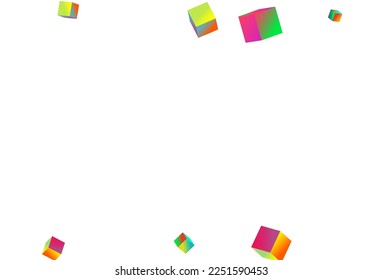 Bright Brick Vector White Background. Iridescent Abstract Element Brochure. Geometric Box Template. Multicolored Rhombus Shiny Cover.