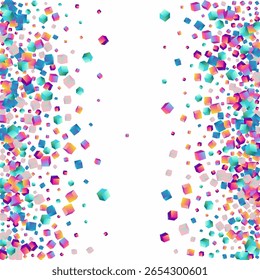 Bright Brick Vector White Background. Iridescent Graphic Rhombus Template. Shiny Cube Image. Holographic Box Style Pattern.