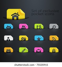 bright brilliant website icons in the pockets