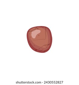 Bright brown pebble with rounded edges flat style, vector illustration isolated on white background. Decorative design element, little smooth stone from beach, abstract texture