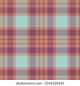 Bright Brownish Pink and Metallic Dark Mauve Seamless Tartan Fabric Design