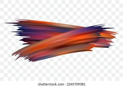 
Bright brush stroke 3d. Liquid pink paint splash, wavy line. Iridescent brush stroke, ink, blot, wavy short ribbon, torn edges. Texture of rainbow paint spilled on the surface. Vector illustration.