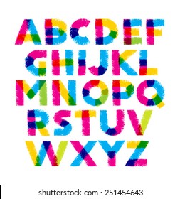 Bright Brush Stroke Artistic Alphabet Vector Concept