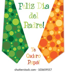 Bright bubble tie Spanish 'Happy Father's Day' neck tie card in vector format.