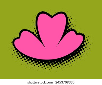 A bright bubblegum pink bloom with a pop art twist sits against a vibrant chartreuse background, its black halftone shading adding depth and texture.