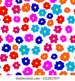 Bright buds - hand drawn seamless pattern. Multicolored flower buds chaotically squared. Using the pen.