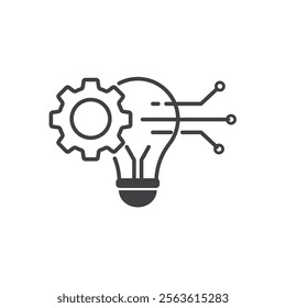 Bright bulb circuit connects and gear symbolizing innovation icon