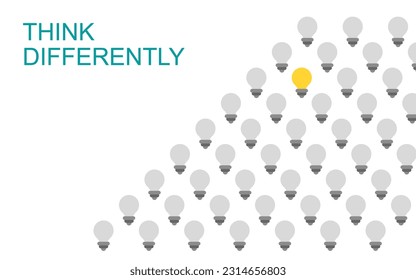 Glühbirne in der Gruppe der Abschaltlampe für Infografik. verwendet für die Präsentation, das Informationslayout und Banner. Denken Sie anders darüber nach.