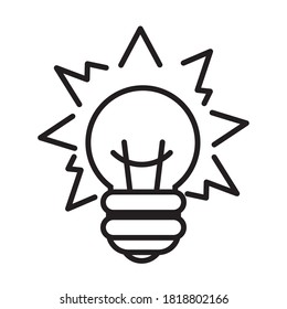 icono de luz de bombilla brillante sobre fondo blanco, estilo de línea, ilustración vectorial