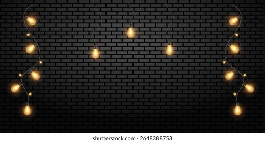Bright bulbs for poster, postcard or website. LED neon lamp. Vector.