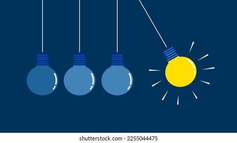 Bright bulbs versus unlit bulbs. the birth of knowledge. vector 