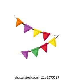 Bright bunting party flags on white background