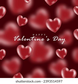 Helle burgundische Vektorkarte, Poster, Banner für den Valentinstag mit kräftigen roten Herzen