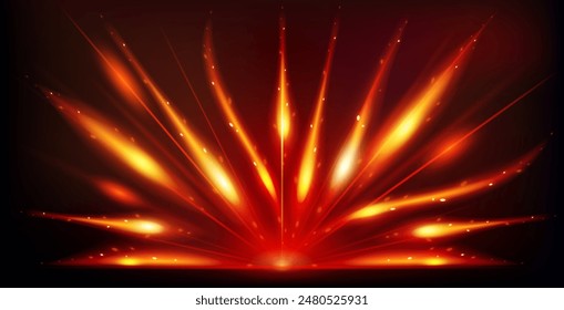 Bright Burning Abstract Realistic Fire Explosion Background. Vector clipart for your fiery design.